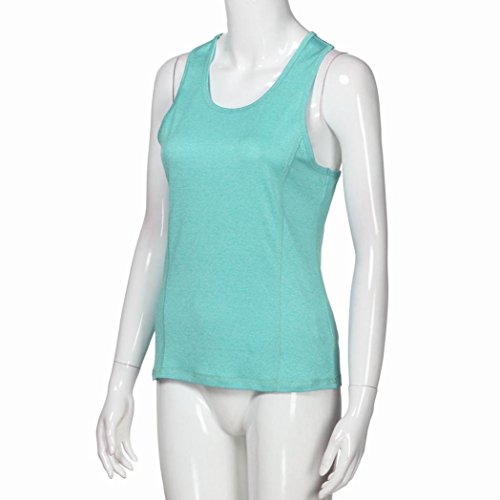 BCDshop Women Running Workouts Yoga Sport Tank Tops Racerback Activewear Blouse Shirt (Green, L)