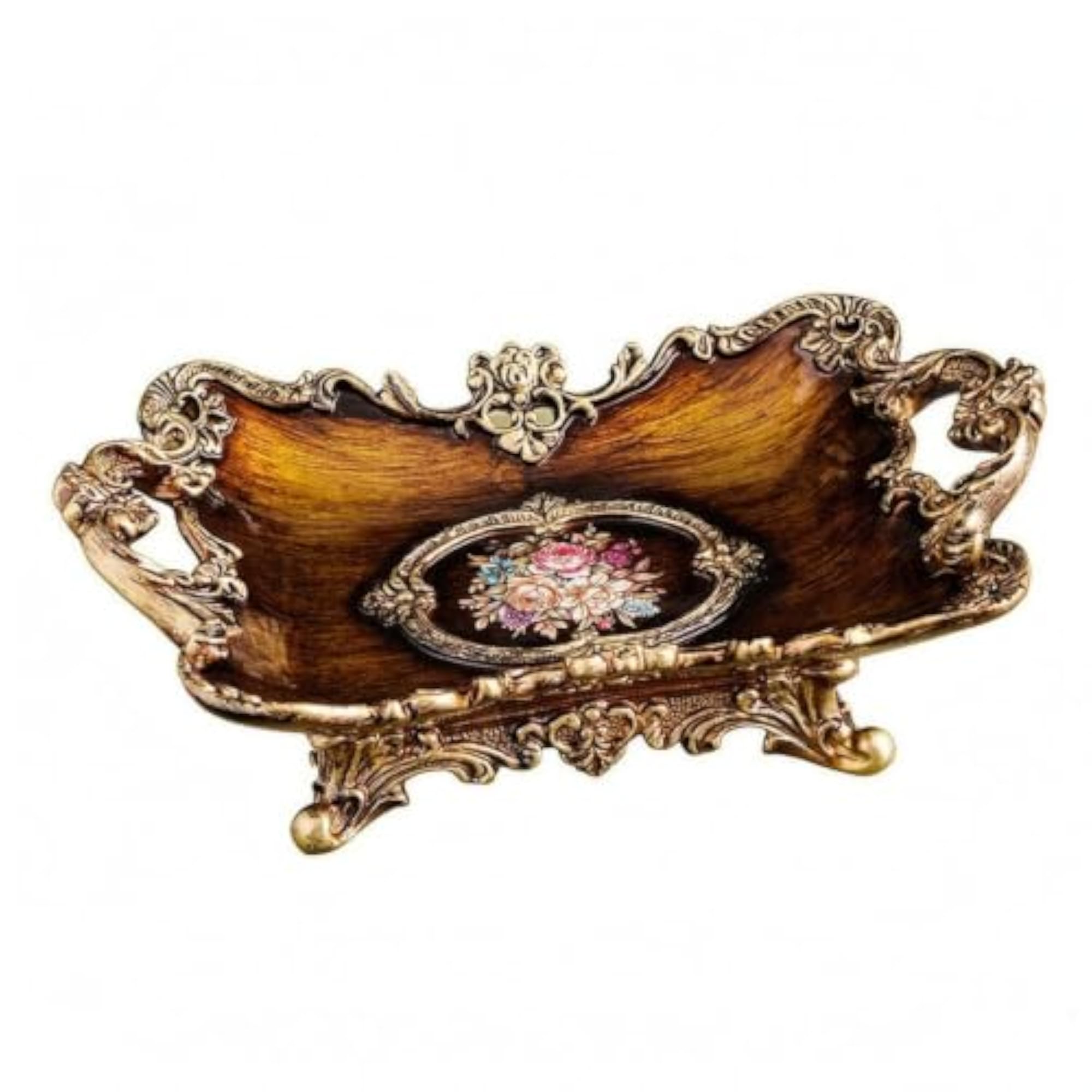 Hand-Painted Decorative Holder Ornate Resin Fruit Holder