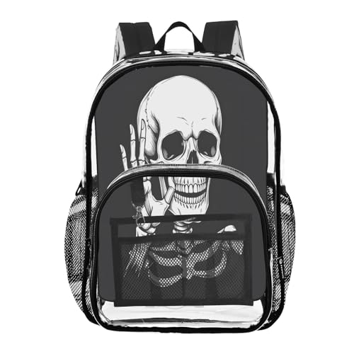 Skeleton Sugar Skull Cute Clear Backpack Heavy Duty See Through Transparent PVC BookBag for Kids Boy Girl School Work