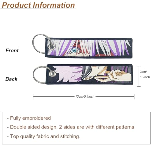 Image of Gearcatweel 1 Pack Anime Keychain Tag Jet Tag Key Chain Cartoon Embroidered with Key Ring for Motorcycles Car Accessories
