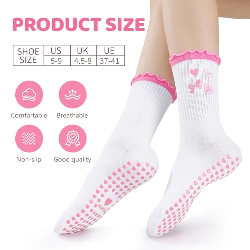 Image of Pilates Grip Yoga Socks for Women Cute Non Slip Socks | Cute Non Slip Socks, Athletic Grippy Sock, Barre Ballet Fitness Workout