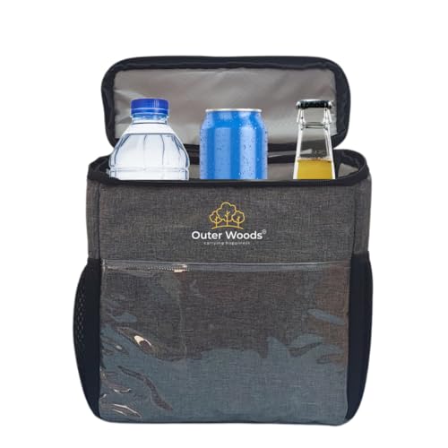 Outer Woods Car Cooler Bag with Adjustable Bottle Slots, Insulated Travel Bag for Cars and SUVs with Side Pockets and 6+ Hours Cooling, Black