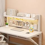 MJiot Clamp On Desk Shelf Desktop Hutch Bookshelf Desk Organizer Storage Shelves with Pegboard DIY Display Stand Adjustable Space-Saving Suitable for Dormitories,Studies,Offices,Workbenches