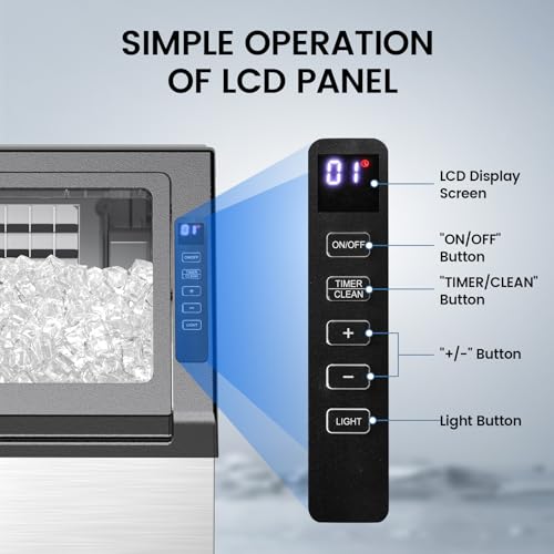 Image of Electactic Commercial Ice Maker Machine, 80Lbs /24H Under Counter ice Machine with 24 Hours Timer & LCD Panel, 28lbs Storage Capacity, Freestanding Ice Maker for Home, Bar, Restaurant, Office