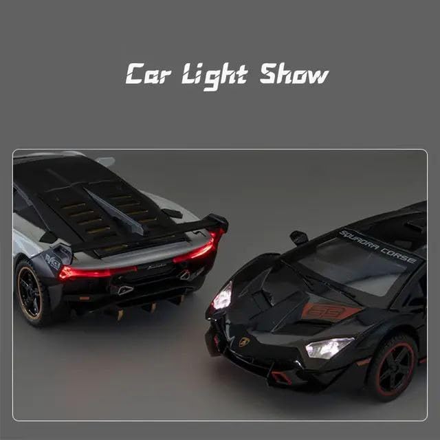 Image of Metal Pull Back Diecast Car 1:32 Lamborghini Sc18 Alston Pull Back Car Model with Sound Light Boys Gifts Toys for Kids. (Black)
