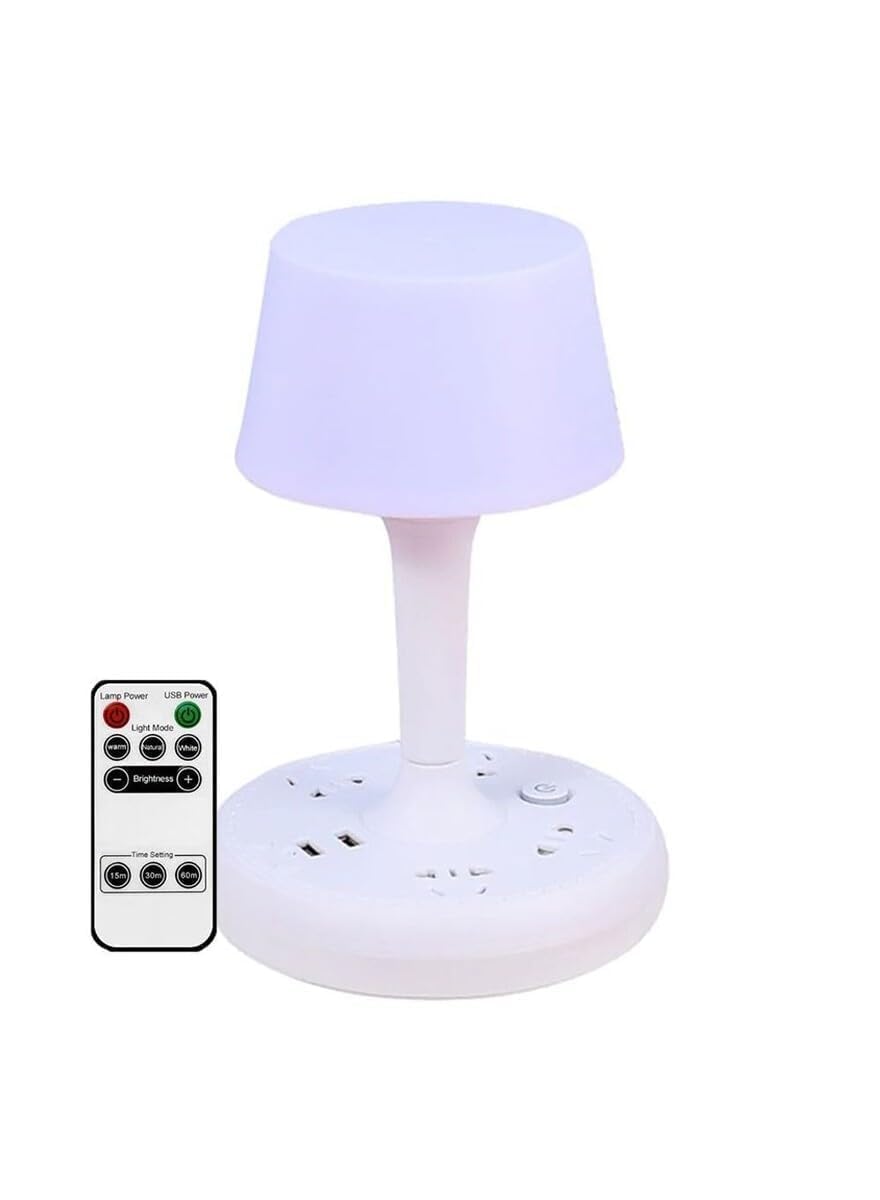 XIGSTA Multifunctional Table Lamp Phone Holder, 4-Way Power Extension Cord 2-USB Fast Charging Ports for Home Office, Bedside Table Lamp, Night Light for Bedroom-image-33