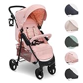 My Babiie MB30 Pushchair – from Birth to 4 Years (22kg), Easy Compact Fold, Large Shopping Basket, Adjustable Handle, Stroller Includes Cup Holder, Rain Cover – Pink Leopard