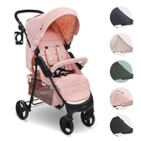 My Babiie MB30 Pushchair – from Birth to 4 Years (22kg), Easy Compact Fold, Large Shopping Basket, Adjustable Handle, Stroller Includes Cup Holder, Rain Cover – Pink Leopard