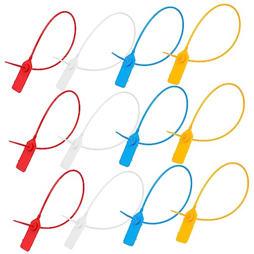 Homoyoyo 48Pcs Self Locking Safety Tags Disposable Tamper Plastic Seals Random Shipping Seals for Home and Business Use