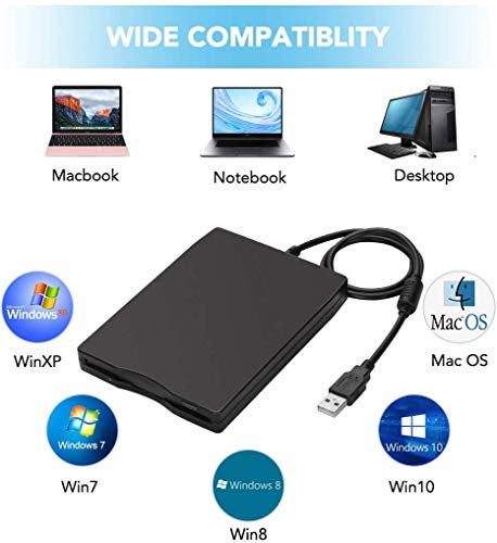 通用 Usb Floppy Drive, Mthstec 3.5" Usb External Floppy Disk Drive 1.44 Mb Slim Plug And Play Fdd Drive For Pc Windows 2000/Xp/Vista/Windows 7/8/10/Mac(Black) #TOP3