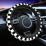 Checkered Steering Wheel Cover Universal Fit 15 Inch Car Wheel for SUV Vans Sedans Truck