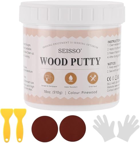 SEISSO Masilla para Madera, 500 g Masilla Reparadora de Madera, Set de Reparación de Muebles para Reparar Arañazos, Manchas, Grietas, Agujeros, Mesa, Cama, Gabinete, Secado Rápido (Color Pino)