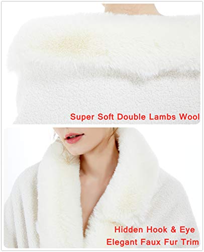 BEAUTELICATE Women Faux Fur Shawl Bridal Cape Wedding Faux Lambs Wool Shrug2