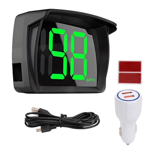 Heads Up Display Car, Real-Time MPH Digital Speedometer with LED Large Font Hud Display witn USB Cable USB Plug and Play Digital Speedometer Universal Fit for Cars Trucks Motorcycles