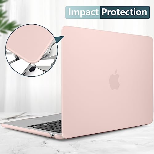 Image of DONGKE Compatible with MacBook Air 13.6 inch Case M3 M2 2025 2024-2022 Release Model A3113 A2681 with Touch ID & Retina Display, Plastic Hard Shell Cover for MacBook Air M2 13 inch, Matte Chalk Pink