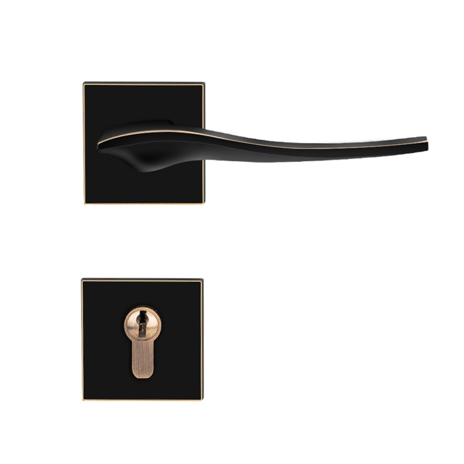 Serrure fendue en cuivre pur noir pour porte intérieure de chambre
