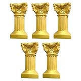 Saihisday 5Pcs Miniature Roman Pillar Greek Columns, Column Figurine Base, Resin Roman Column Candle Holder for Wedding Christmas Table Decoration, Yellow