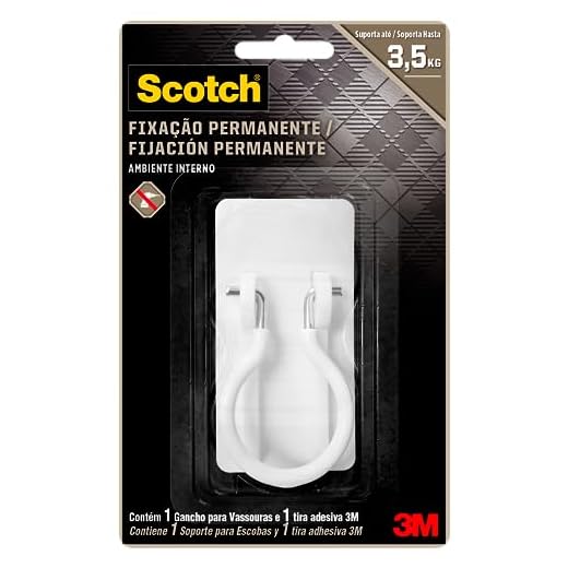 Scotch, 3M, Gancho Adesivo, Fixação Permanente, Sem Furos, Suporte para Vassouras