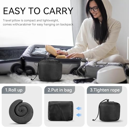 Image of SZXYX Travel Pillows - 100% Pure Memory Foam Neck Pillow for Airplanes, Comfortable Breathable Cover, 360 Support Stowable Pillows for Sleeping, Car, Airport Travel Essentials, Pigeon Grey