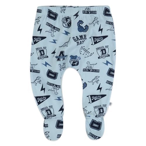 Image of HonestBaby Baby 3-Pack Footed Pants Roomy Fit Pull on Bottoms 100% Organic Cotton for Infant Baby Boys, Girls, Unisex