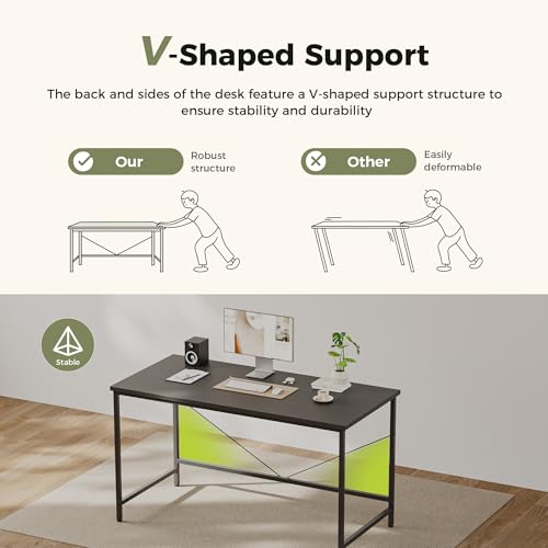Image of 32x16 Inch Computer Desk, 0.6 inch Thick Small Office Table | Modern Simple Style, Small Study & Writing Table for Home Bedroom Work, Black
