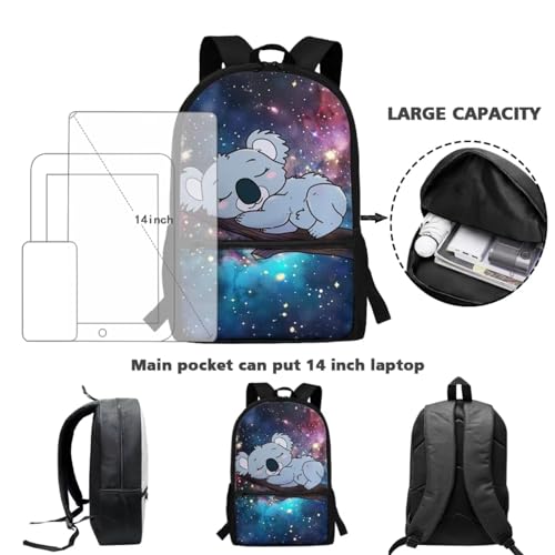 Koala-School-Bag-Elementary-Backpack-for-Girls-with-Lunch-Box-Pencil-Case-Galaxy-Space-3PCS-Primary-Middle-High-School-Back-Packs-Satchel-for-Kids-Boys-Back-to-School-Daycare-Bag Koala School Bag Elementary Backpack for Girls with Lunch Box Pencil Case Galaxy Space 3PCS Primary Middle High School Back Packs Satchel for Kids Boys Back to School Daycare Bag