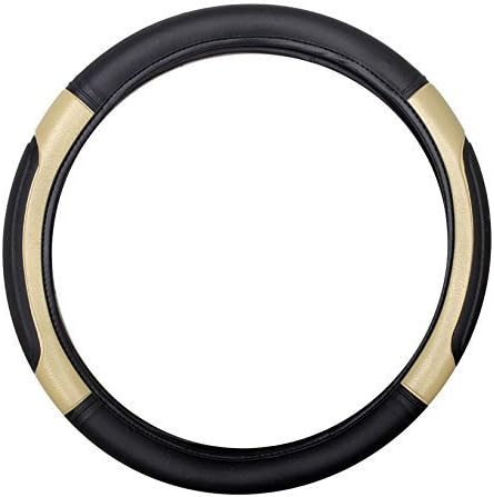 PU Leather Highly Quality Car Steering Cover for Hyundai Eon - Black, Beige