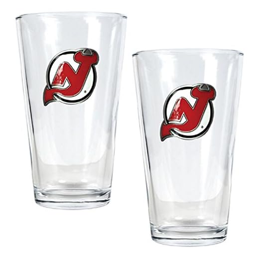 NHL New Jersey Devils Two Piece Pint Ale Glass Set - Primary Logo