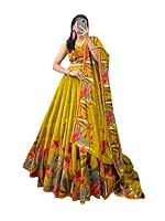 MR CREATION Women's Wedding Special Floral Lehenga Choli with Foil Print & Gotta Patti Dupatta(PINK) (YELLOW)