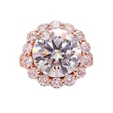 BWDHJLEY Anillos de oro rosa para mujer, moissanite, 4 puntas, talla 65 (20,7), oro rosa de 14 quilates