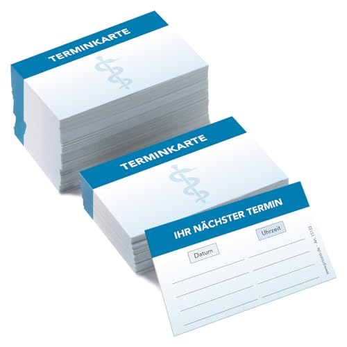 Cartes de rendez-vous Bâton d'Esculap PRICARO - Lot de 200 cartes blanches pour cabinet