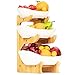 Produktbild AdelDream Fruchtkuchen stehen mehrstöckiger Keramik-Obstkübel mehrstöckiger Obstsalat mit hölzernen Ständern strapazierfähig für Küchendekoration Gemüse Obst Snacks 3 Stufe Weiß