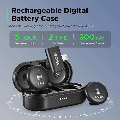 Image of BOYA Omic-D Wireless Lavalier Microphone for iPhone, Noise Cancelling Cordless Magnetic Clip Lapel Microphone for iPhone 14 /14 Pro /13 /13 Pro iPad iOS Devices Vlog Podcast Live Stream Video Recording