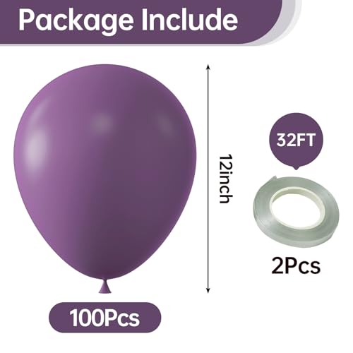 Image of KALOR 10 Inch Retro Purple Balloons, 100 Pcs Latex Helium Balloons for Kid's Birthday Party Baby Shower Wedding Graduation Graduation Party Decorations