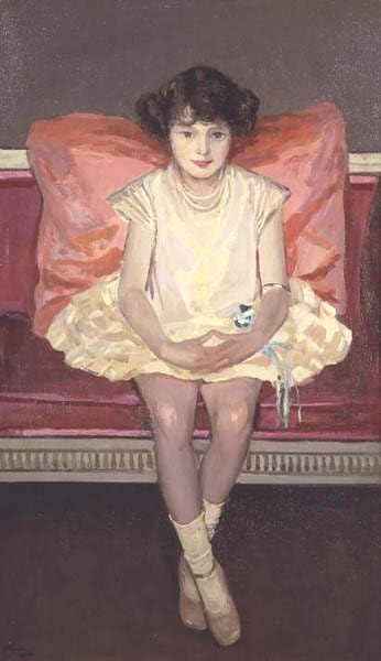 Portrait de Dinkie Chisman par Lavery, impression d'art vintage 60x90 pour grand tableau mural