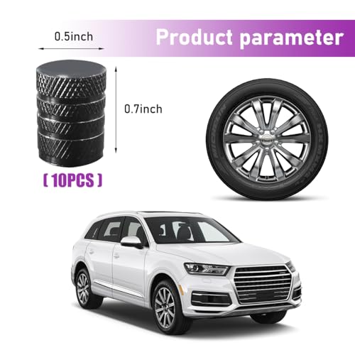 image for Ziciner 10 PCS Car Tire Valve Stem Caps, Anodized Aluminum Wheel Stem 