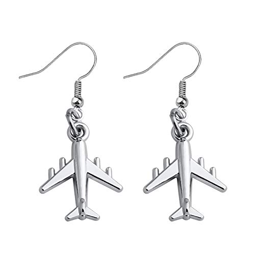 FUSTYLE Airplane Necklace Aircraft Pendant Flight Attendant Jewelry Pilot Gifts for Aviation Traveler (Airplane Earring)