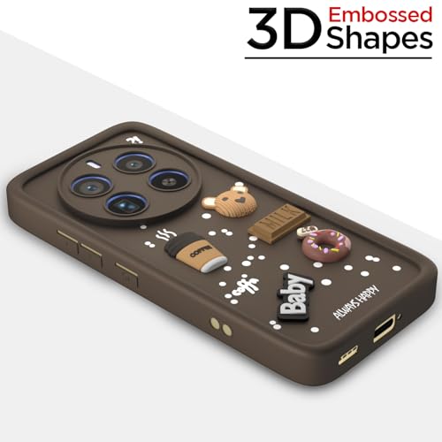 Image of Pikkme Back Cover for Realme 12 Pro 5G / Realme 12 Pro Plus 5G | Cute Fun Cartoon 3D Bear Silicone Full Body Protection Bumper Cover (Brown)