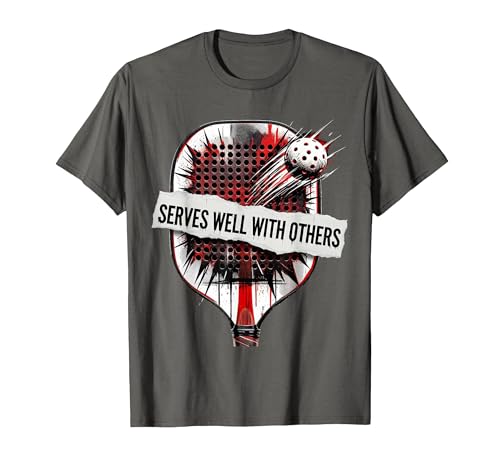 Serves Well With Others Pickleball Design T-Shirt, Men, Asphalt Grey,