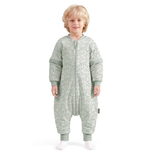 Mosebears Baby Schlafsack mit Beinen 2.5 Tog Warm gefüttert winter kinder schlafsack abnehmbaren Ärmeln Junge Mädchen Unisex Schlafanzug (6… – Ansicht 1