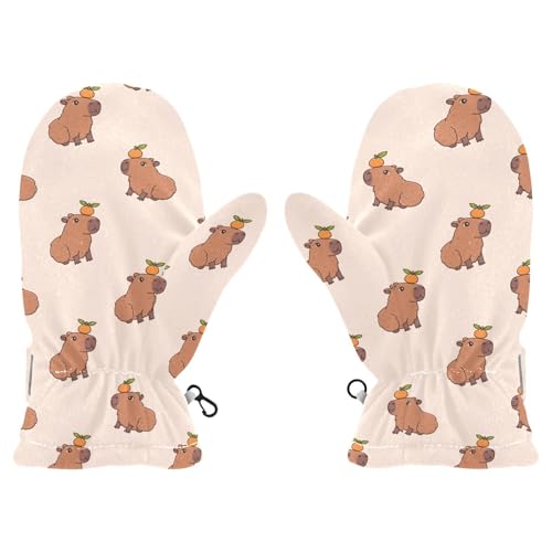 Kids Mittens Winter Fleece Gloves Toddler Warm Snow Gloves Capybara for Girls Boys