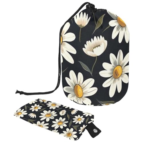 Borsa per cosmetici da viaggio borsa per il trucco a secchiello arte con piccoli fiori di margherita custodie pieghevoli portatili da donna multifunzionali organizer rotondo Arte Piccola
