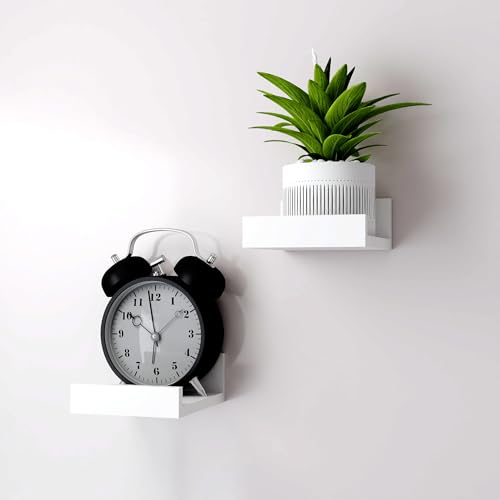 Image of Small White Floating Shelves for Wall, Shelf with Lip Set of 2, 4 in
