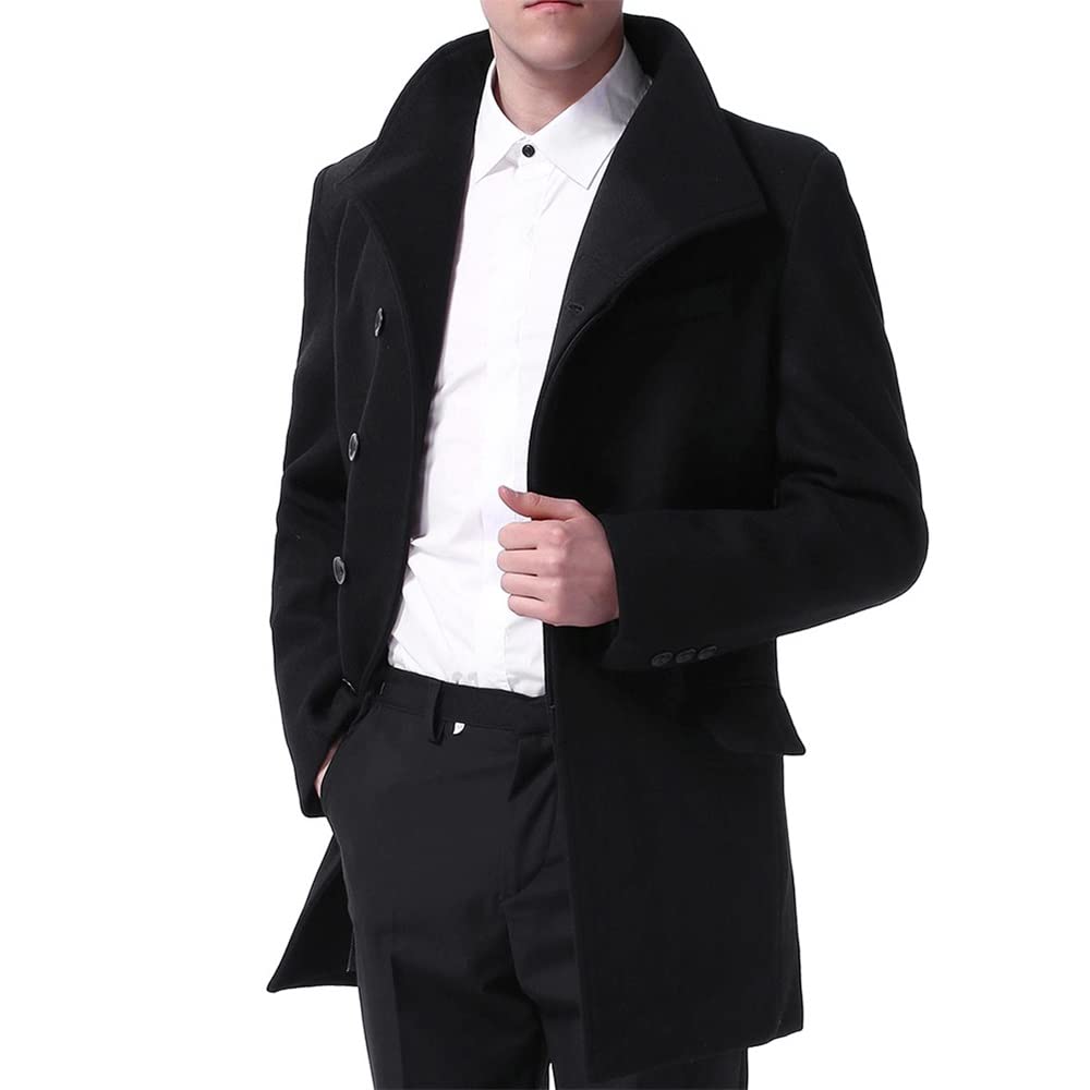 YOUTHUP Cappotto da Uomo Invernale in Lana Spessa Trench Cappotto di Media Lunghezza Slim Fit Imbottito Caldo Casual Peacoat