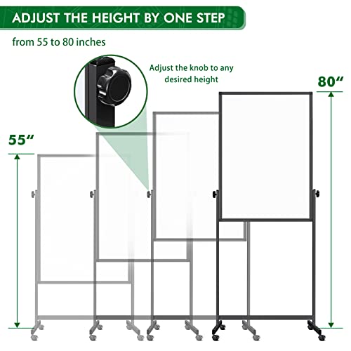 Mobile Whiteboard 32 X 48 Inches Height Adjustable Dry Erase White Board, Standing Easel Whiteboard On Wheels, Double-Sided Magnetic Whiteboard With Stand For Office, Home & Classroom #TOP1