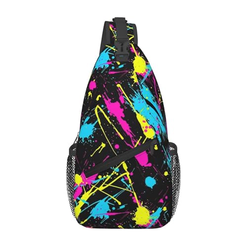 Neon Splatter ink Crossbody bags for women Men Sling Bag Travel Chest Backpack Leisure Sports Outdoor Running Hiking