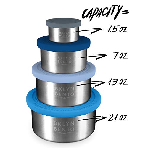 Stainless Steel Food Container With Leak Proof Silicone Lid | Metal Lunch Box | Bento Box | Food Storage | Great For Portion Control [Set Of 4] #TOP5