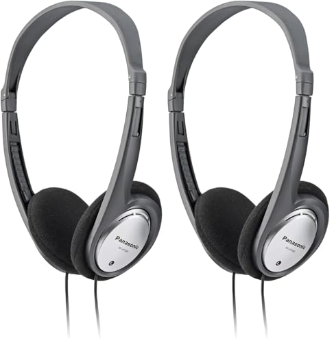 Panasonic RP-HT030E-S Leichter Kopfhörer, Faltbarer On-Ear Kopfhörer, reisefreundliches Design, 1,2 m Kabel, XBS, 3,5-mm-Klinkenstecker, Silber (Packung mit 2)