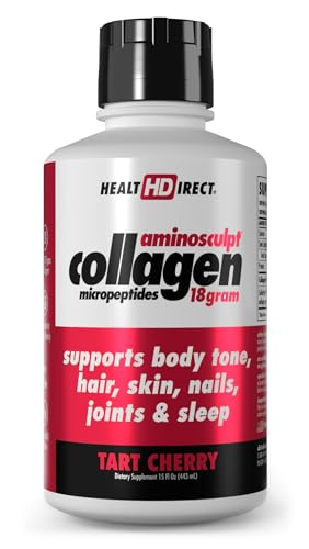 HEALTH DIRECT AminoSculpt Sugar-Free Collagen Supplement - High Potency Medical-Grade Protein for Hair, Skin, Nails & Joints, Grass-Fed, Non-GMO, Liquid Collagen - Tart Cherry - 15 Fl Oz