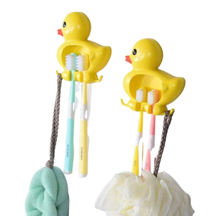 Rubber Ducky Toothbrush Holders, Set of 2, Yellow